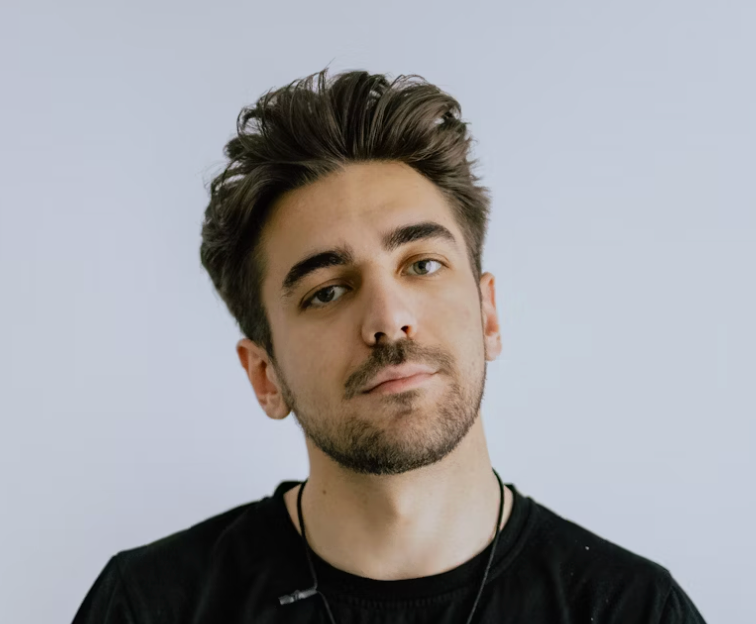 Young dark haired man portrait